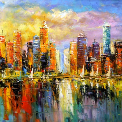 Картина "Вечер в Нью-Йорке" Цена: 11500 руб. Размер: 80 x 80 см.